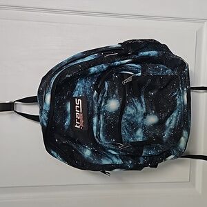 Trans by Jansport Supermax Laptop Backpack Black/Blue Cosmos Galaxy